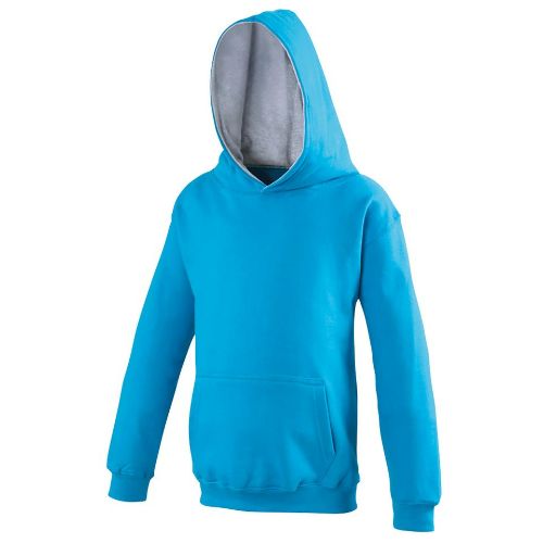 Awdis Just Hoods Kids Varsity Hoodie Sapphire Blue/Heather Grey